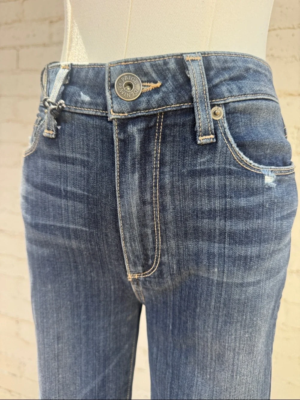 PAIGE High Rise Bell Canyon Flare Jeans Silas Destructed Size 27